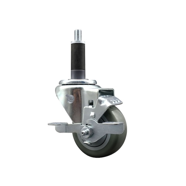3'' SS Gray Poly Swivel 1'' Expanding Stem Caster with Brake
